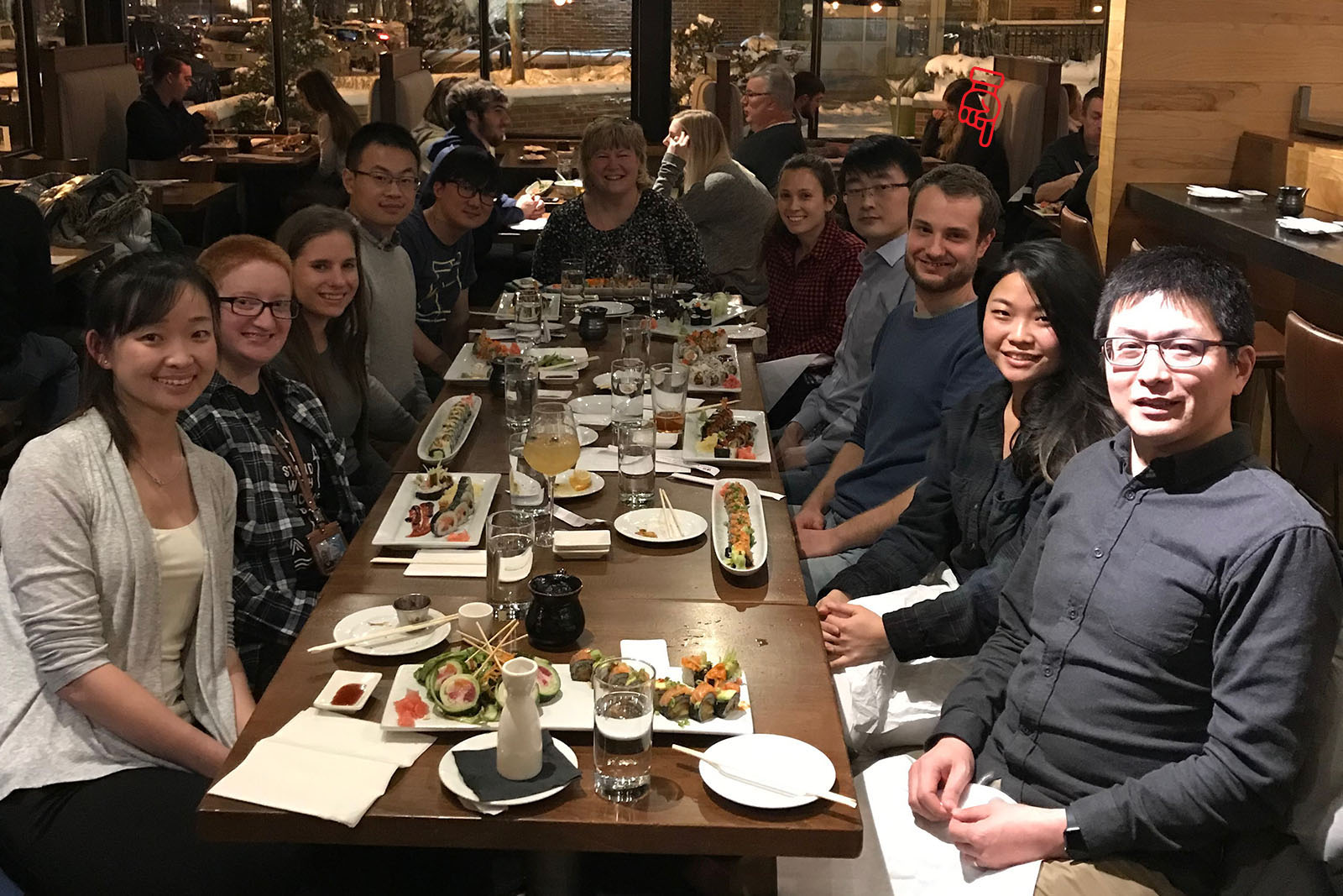 Farewell sushi for Chris, 2018